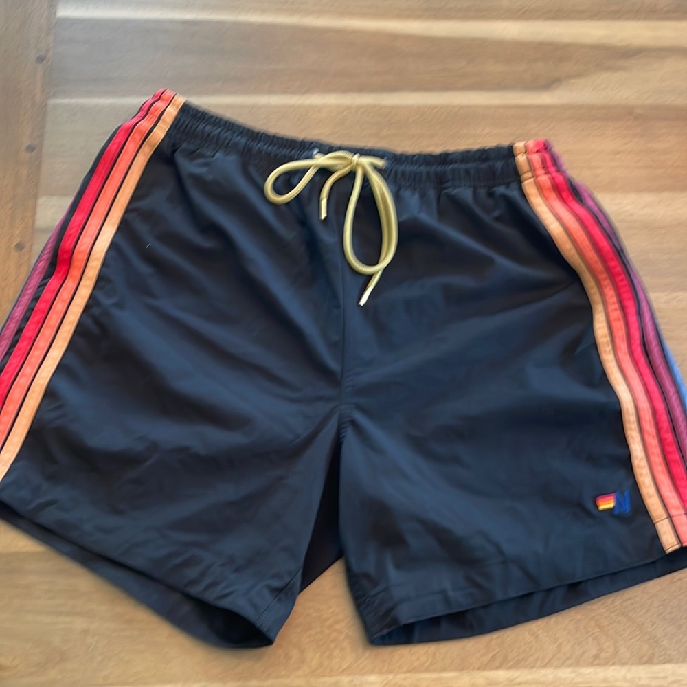 Aviator nation men’s 5 STRIPE FLEX SHORTS - BLACK